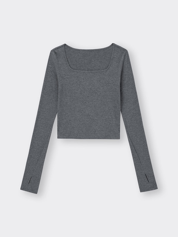 ストレッチリブクロップドT(12分袖)(ウォーム)