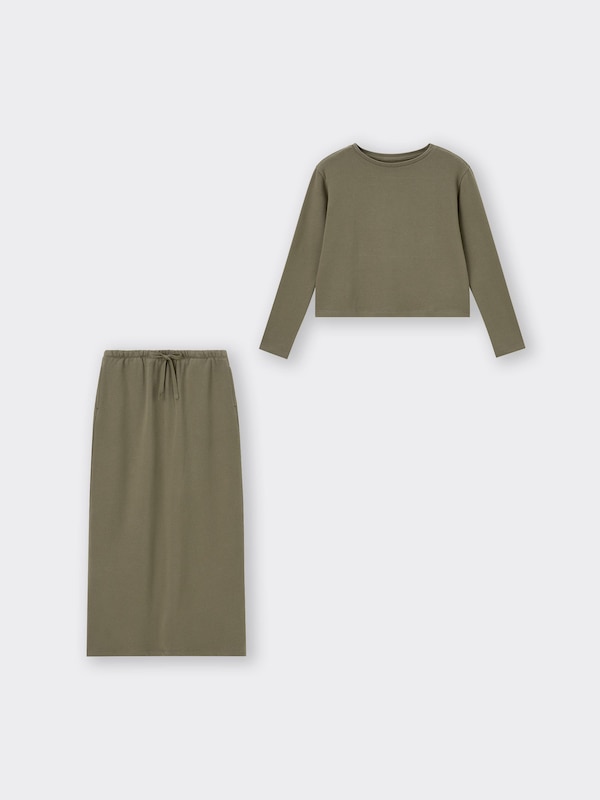 ストレッチソフトラウンジスカートセット(長袖)