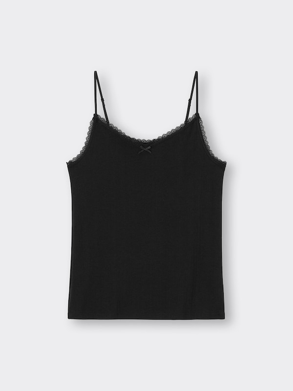 コットンブレンドリブレースキャミソール(ドライ)