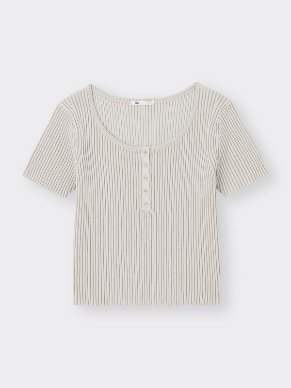 リブヘンリーネックセーター(半袖)