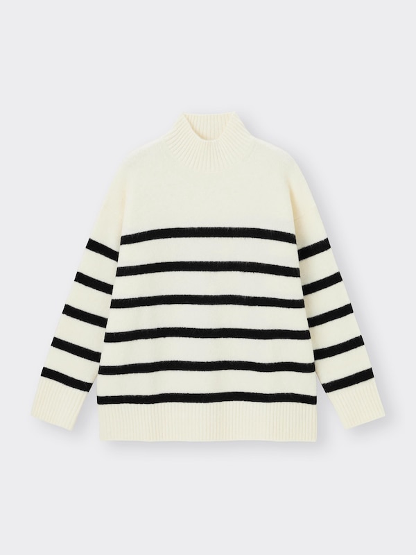 パフィータッチボーダーハイネックセーター