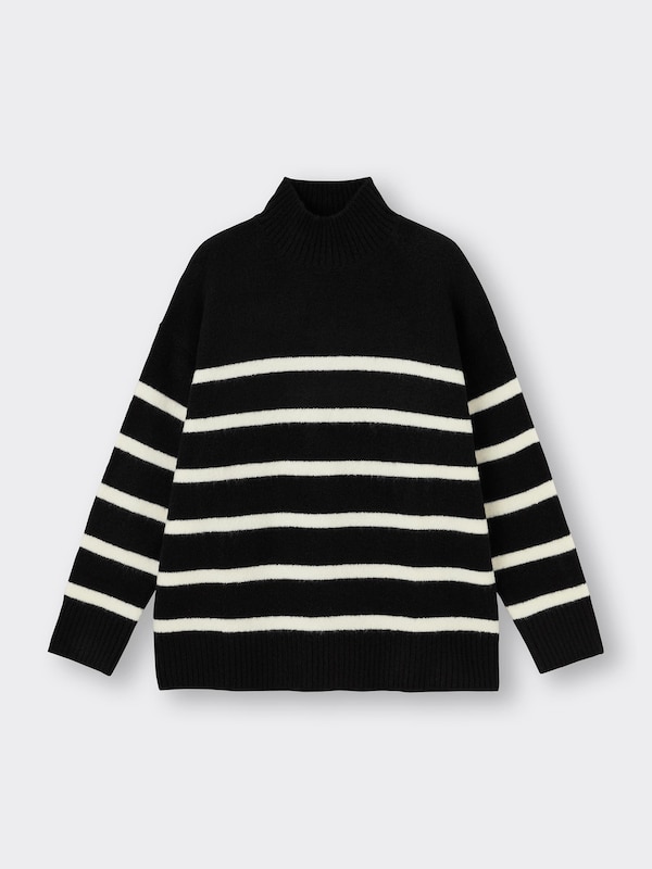 パフィータッチボーダーハイネックセーター