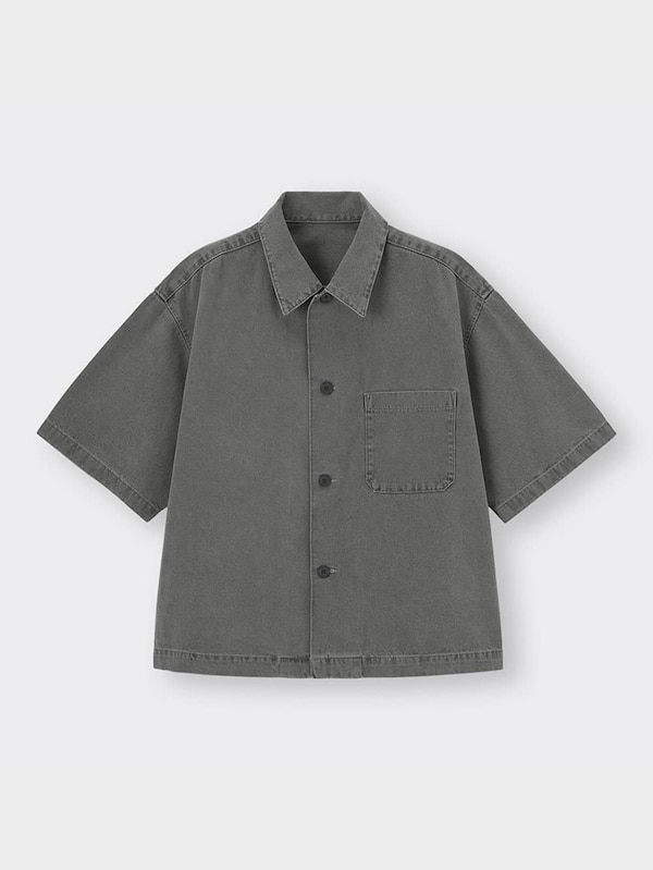 デニムクロップドオーバーサイズシャツ(5分袖)NT+E