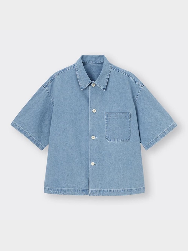 デニムクロップドオーバーサイズシャツ(5分袖)NT+E