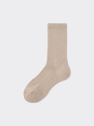 リブパイルクルーソックス 【レディース】 【インナー・下着】【GU公式/ジーユー】 【BEIGE】 リブパイルクルーソックス 【レディース】 【インナー・下着】【GU公式/ジーユー】 【BEIGE】