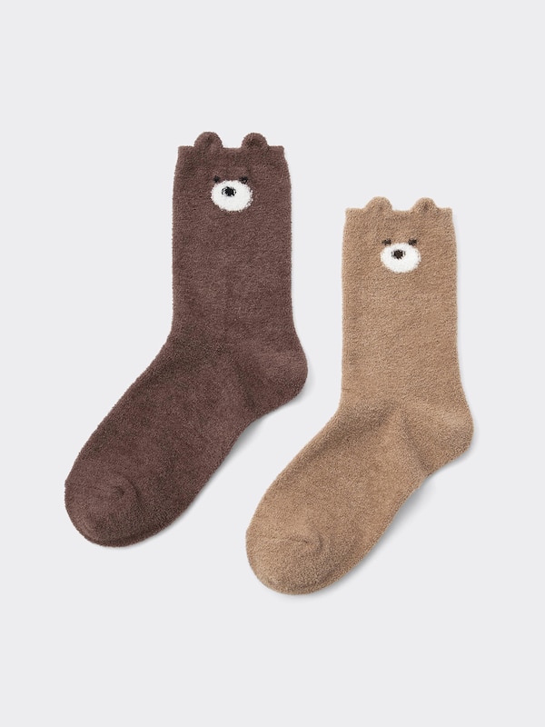 ルームソックス2P(くま)