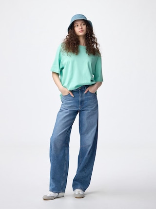 バレルレッグジーンズA+EC(丈長め81.0cm)(セットアップ可能) 【レディース】 【パンツ】【GU公式/ジーユー】 【BLUE】 バレルレッグジーンズA+EC(丈長め81.0cm)(セットアップ可能) 【レディース】 【パンツ】【GU公式/ジーユー】 【BLUE】
