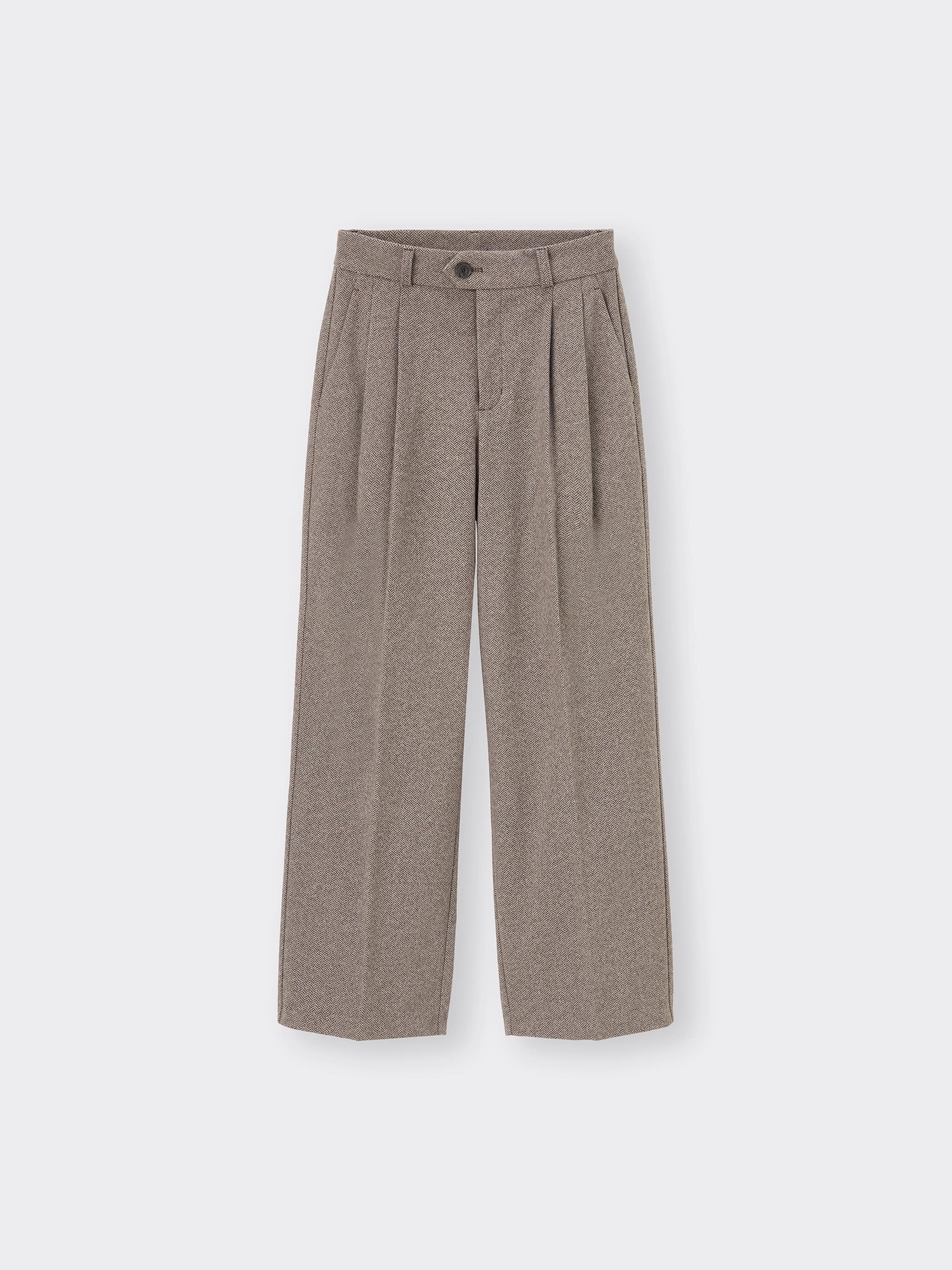 GU公式 | ヘリンボーンタックワイドパンツ(丈標準70.0～74.0cm)