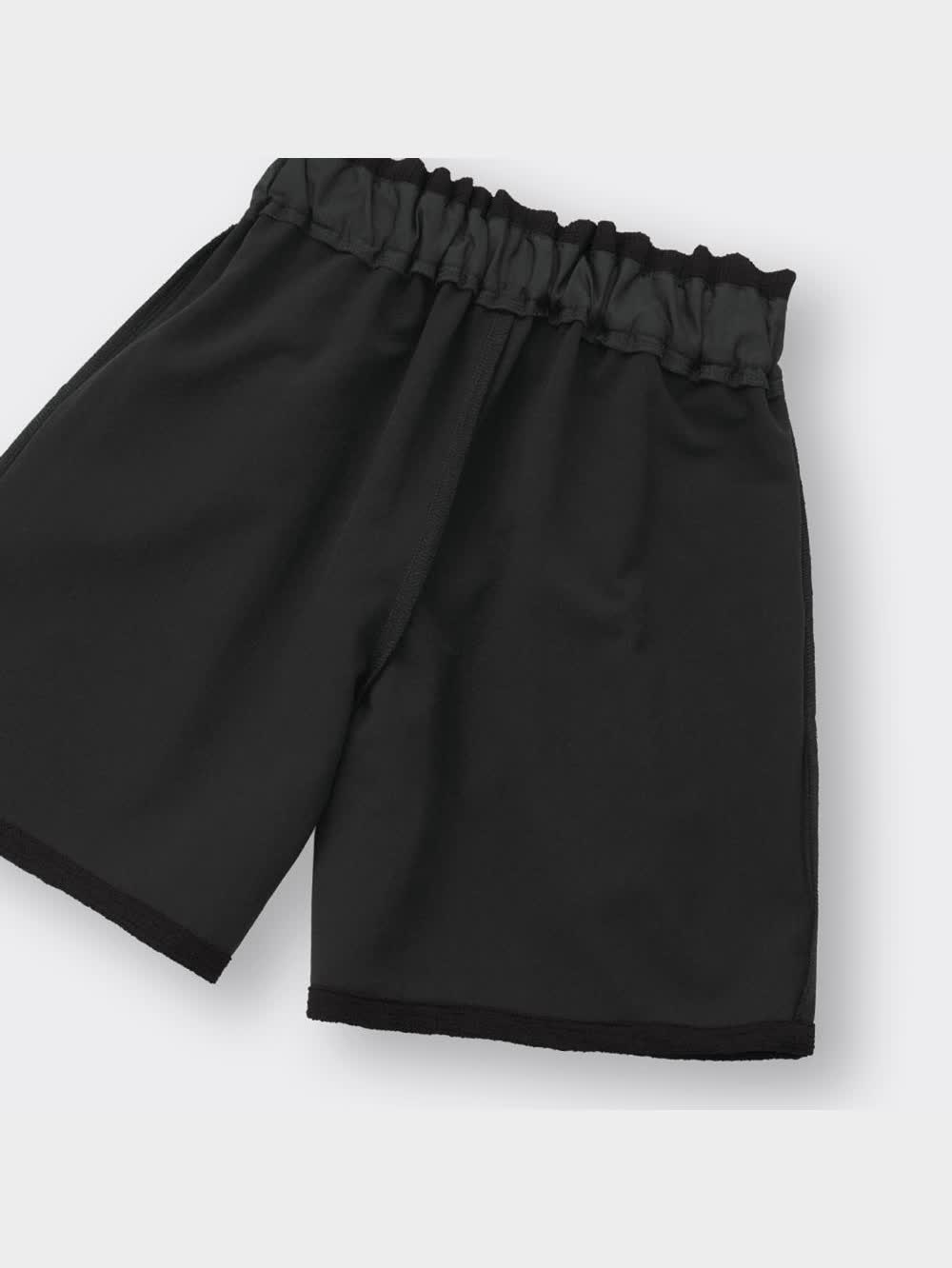 黒 ショートパンツ ウエストゴム タック入り GU公式 | GIRLSウエストギャザータックショートパンツJR