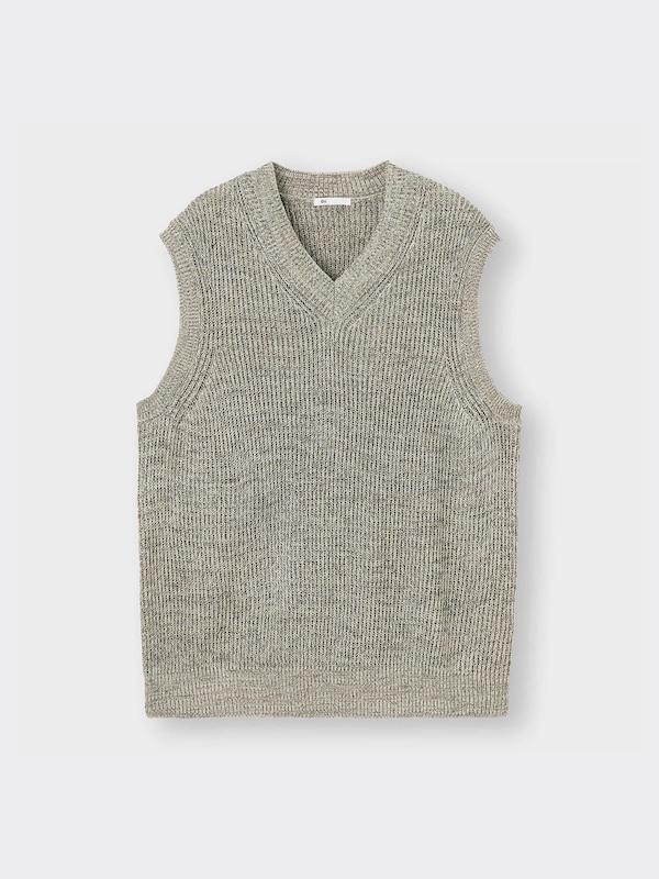 ウォッシャブルメランジVネックベスト