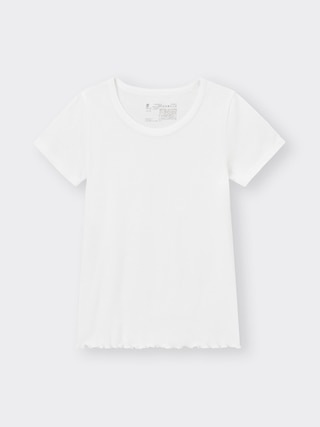 GIRLSドライコットンリブT(半袖)+E 【KIDS・TEEN】 【キッズ インナー・下着】【GU公式/ジーユー】 【OFF WHITE】 GIRLSドライコットンリブT(半袖)+E 【KIDS・TEEN】 【キッズ インナー・下着】【GU公式/ジーユー】 【OFF WHITE】