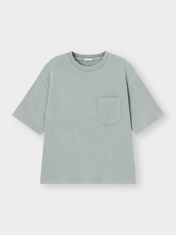 ウォッシュドワイドクロップドT(5分袖)