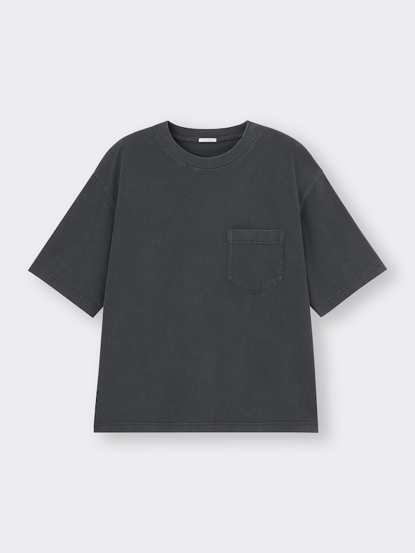 ウォッシュドワイドクロップドT(5分袖)