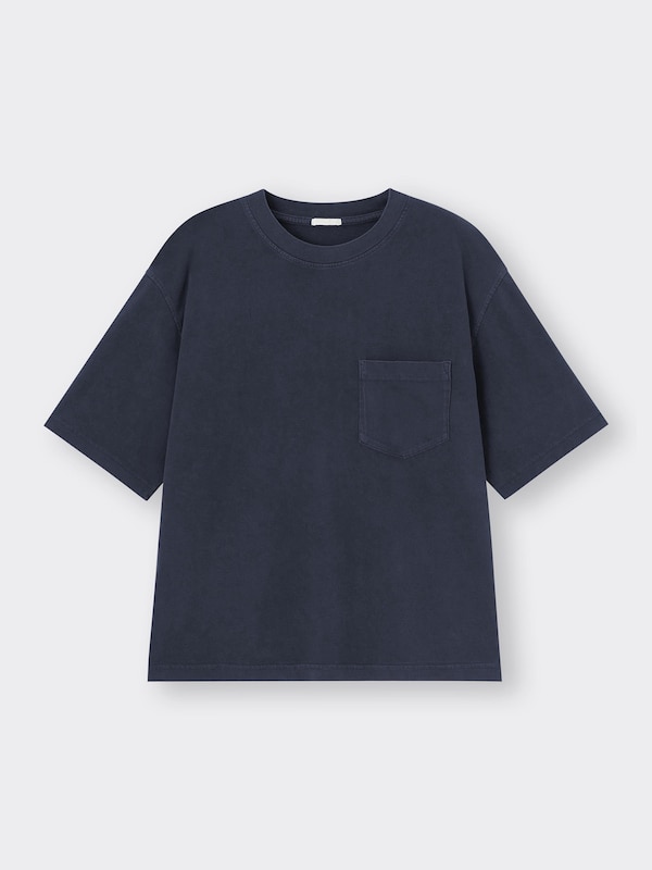 ウォッシュドワイドクロップドT(5分袖)