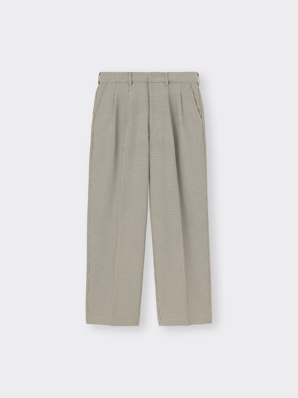 ツータックバギースラックス(チェック)(セットアップ可能)