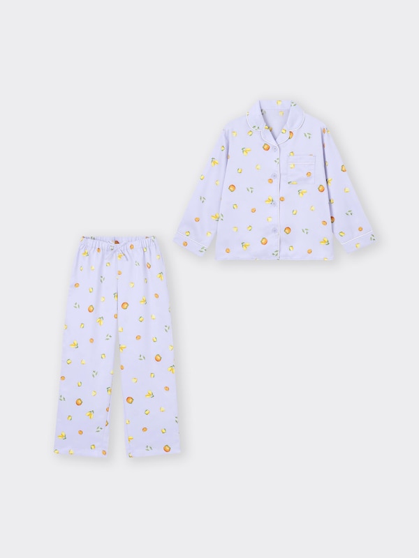 GIRLSサテンパジャマ(長袖&ロングパンツ)(ミックスフルーツ)