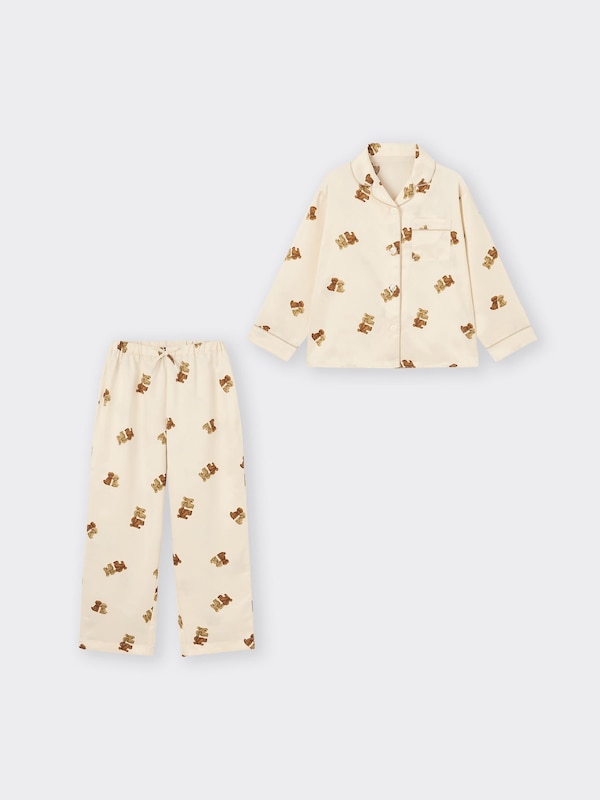 GIRLSサテンパジャマ(長袖&ロングパンツ)(ドッグ)