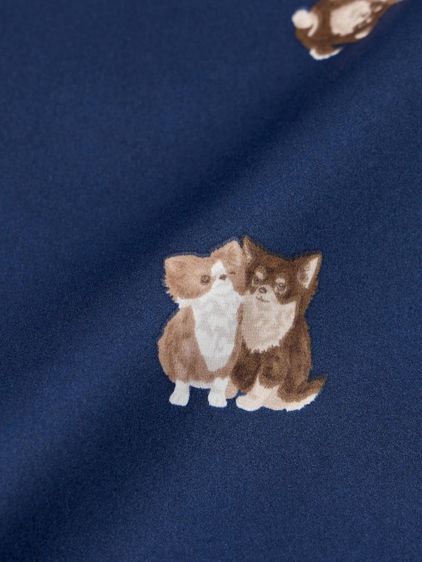 GIRLSサテンパジャマ(長袖&ロングパンツ)(ドッグ)