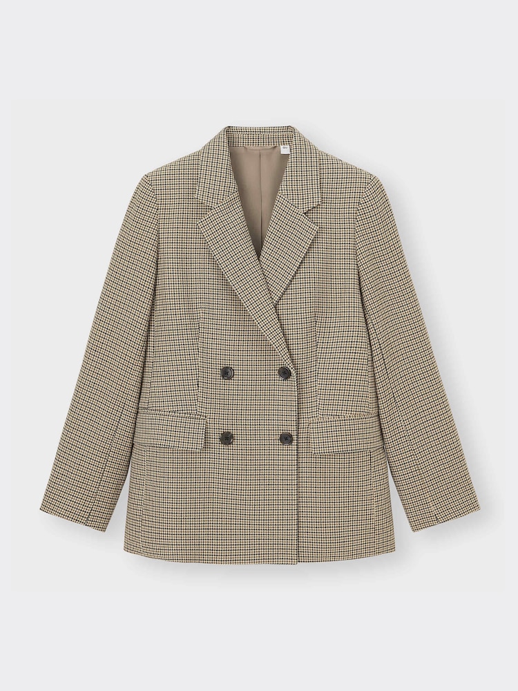 GU公式 | ダブルブレストチェックジャケット(セットアップ可能) 