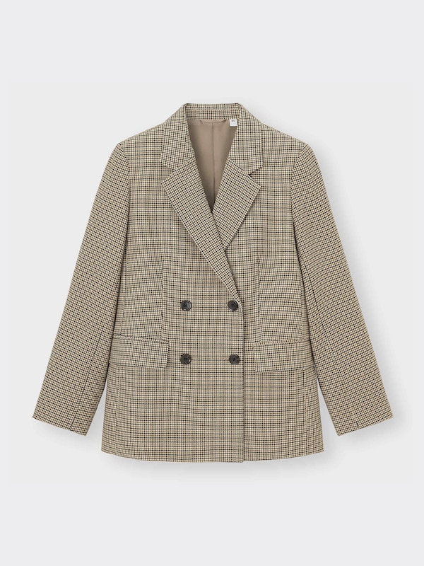 ダブルブレストチェックジャケット(セットアップ可能)