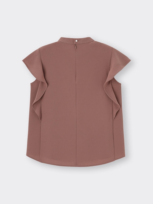 ラッフルスタンドカラーブラウス(半袖)Z+E