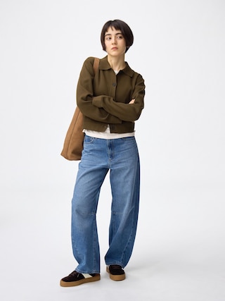 バレルレッグジーンズB+EC(丈短め68.0cm)(セットアップ可能) 【レディース】 【パンツ】【GU公式/ジーユー】 【BLUE】 バレルレッグジーンズB+EC(丈短め68.0cm)(セットアップ可能) 【レディース】 【パンツ】【GU公式/ジーユー】 【BLUE】