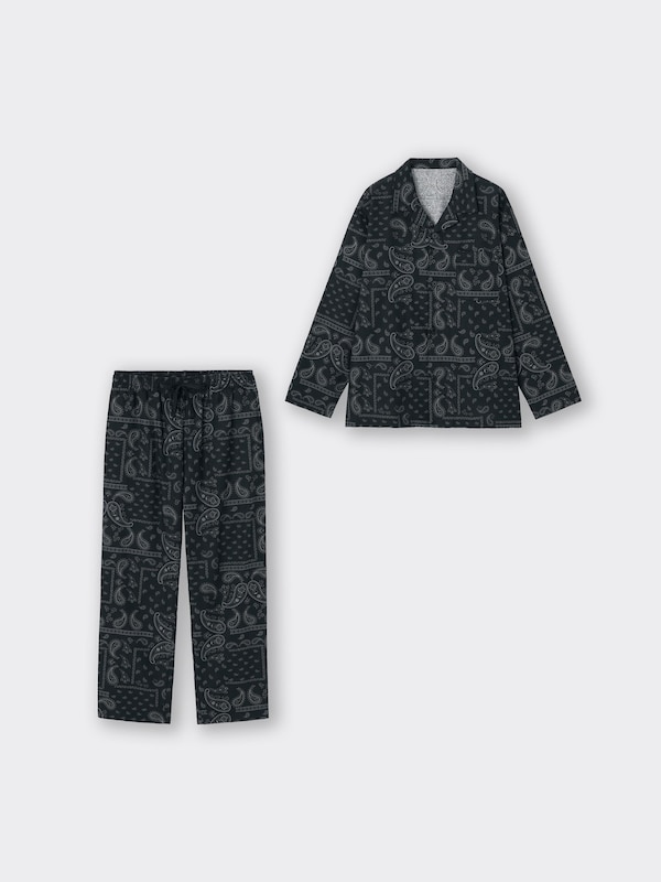 フランネルパジャマ(長袖&ロングパンツ)(ペイズリー)+E