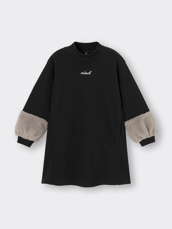 GIRLSファーリースリーブスウェットワンピース