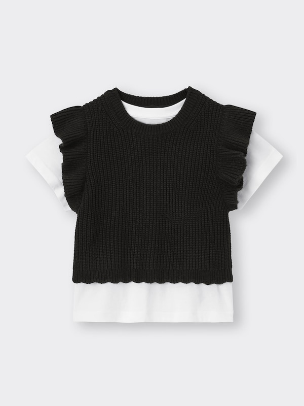 GIRLSニットベストレイヤードT(半袖)+EC