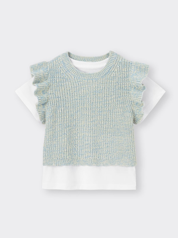 GIRLSニットベストレイヤードT(半袖)+EC