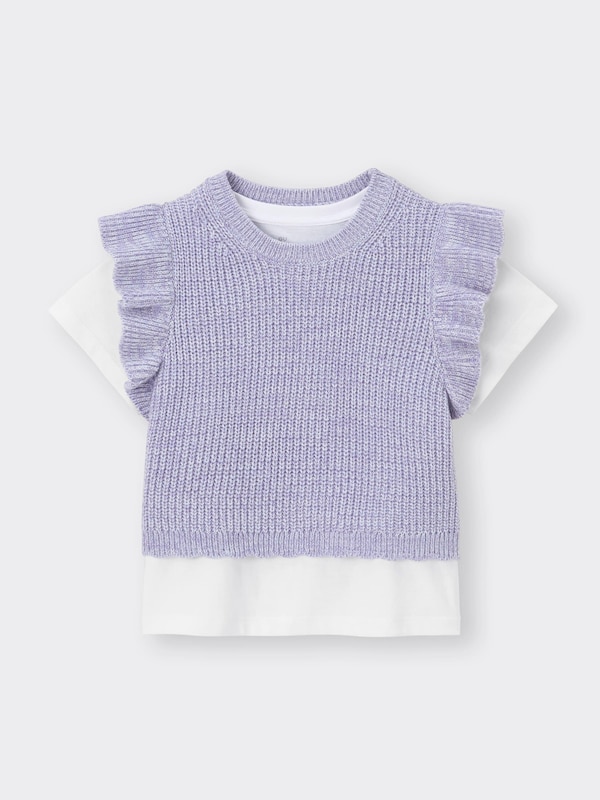 GIRLSニットベストレイヤードT(半袖)+EC