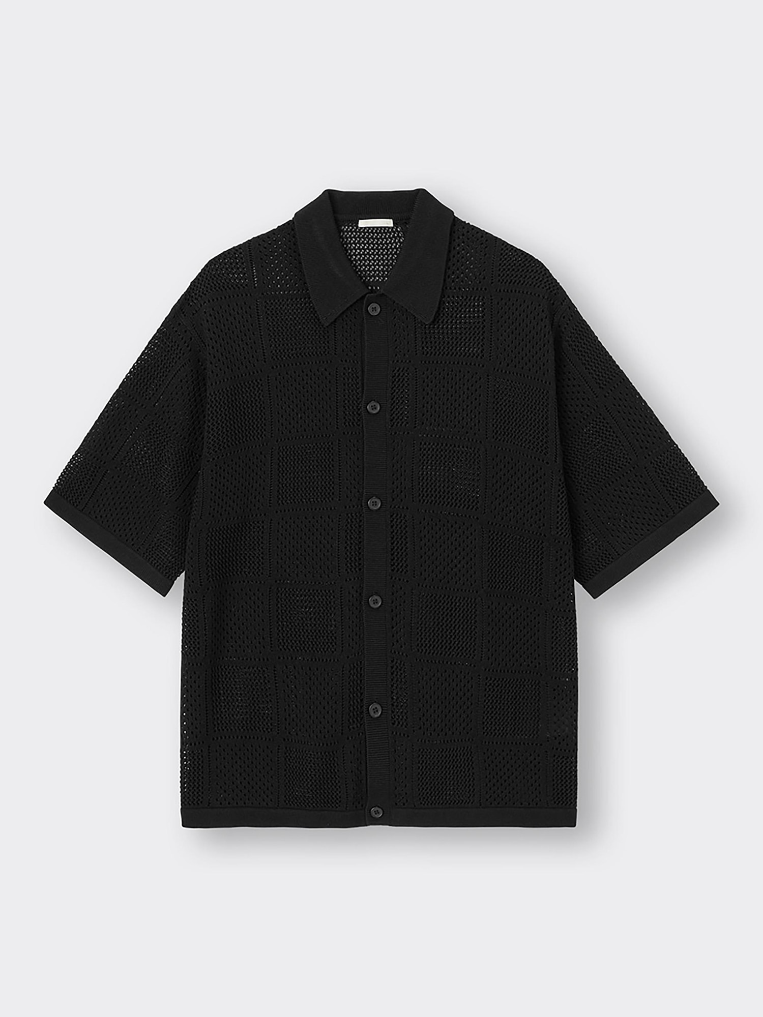 GU公式 | ウォッシャブルメッシュニットシャツ(5分袖)+OS(米国仕様)