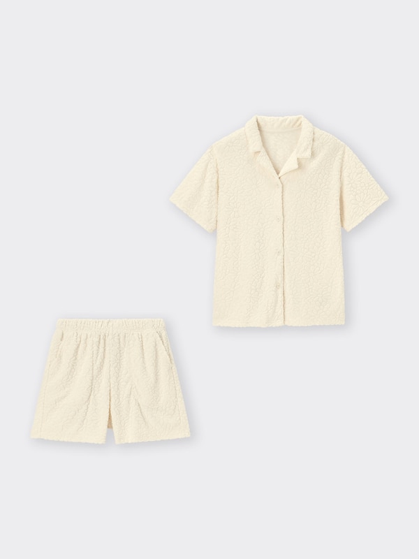 ソフトパイルパジャマ(半袖&ショートパンツ)(フラワー)