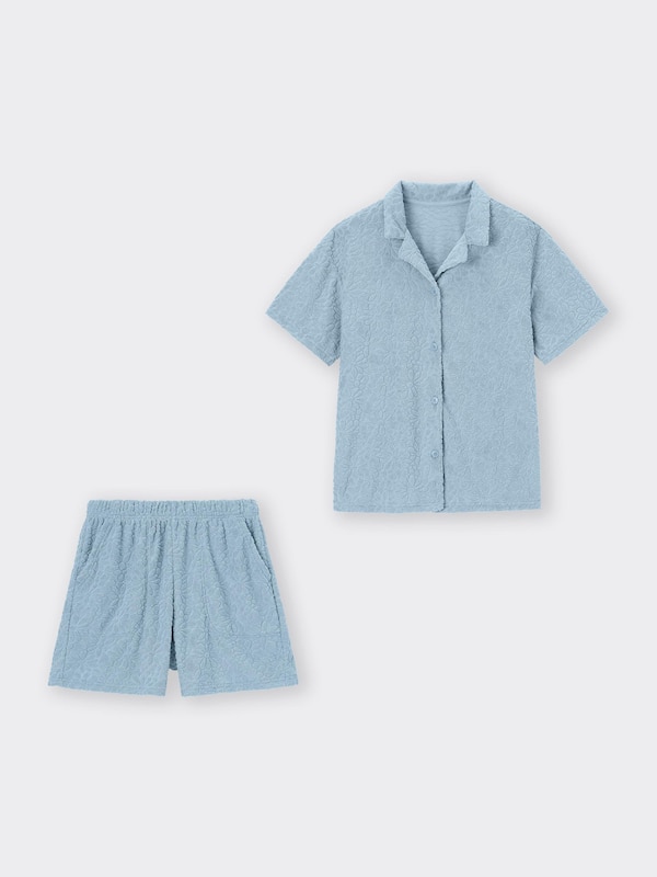 ソフトパイルパジャマ(半袖&ショートパンツ)(フラワー)