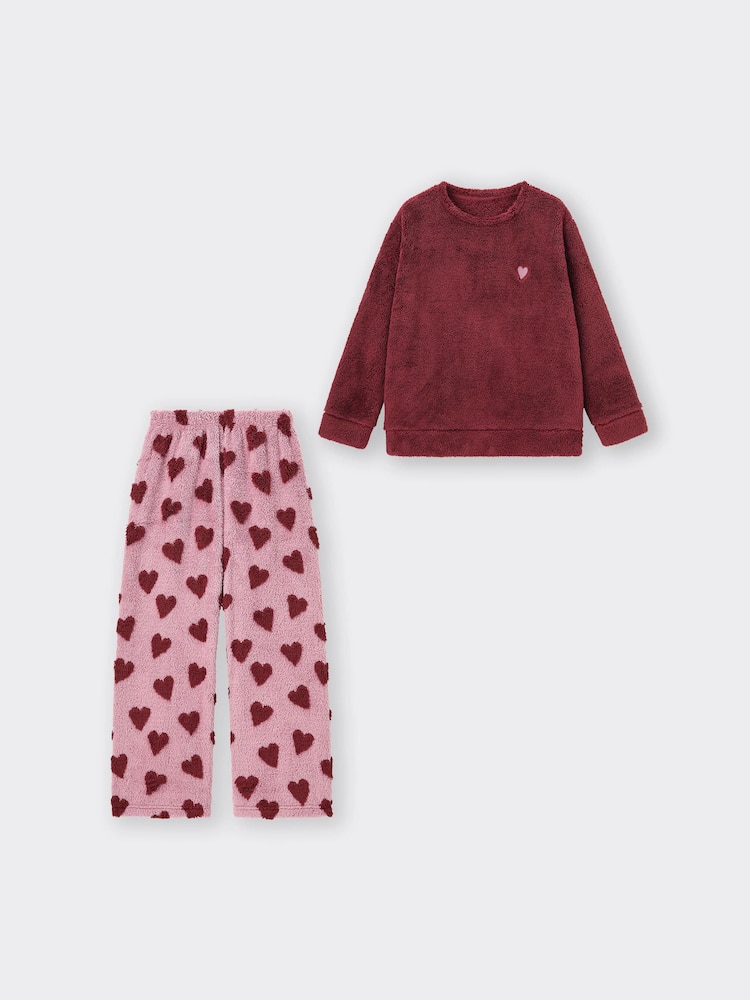 GU公式 | マシュマロフィールクルーネックセット(長袖)(ハート) 