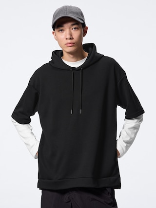 ドライダブルフェイスパーカ(5分袖) 【メンズ】 【Tシャツ・スウェット】【GU公式/ジーユー】 【BLACK】 ドライダブルフェイスパーカ(5分袖) 【メンズ】 【Tシャツ・スウェット】【GU公式/ジーユー】 【BLACK】
