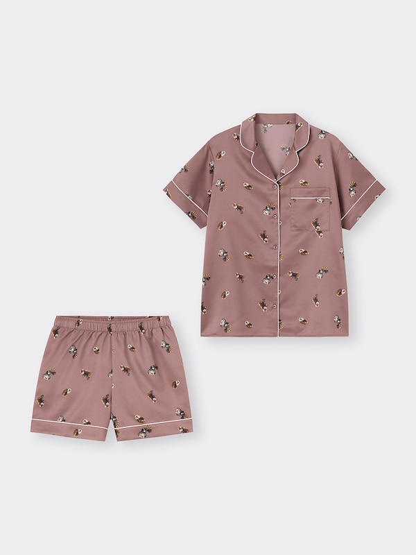 サテンパジャマ(半袖&ショートパンツ)(レッサーパンダ)