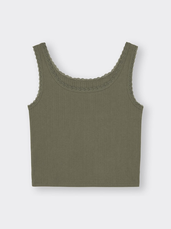 コットンブレンドリブクロップドタンクトップ(ドライ)+X