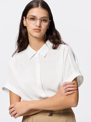 ドレープシャツ(半袖) 【レディース】 【シャツ・ブラウス】【GU公式/ジーユー】 【WHITE】 ドレープシャツ(半袖) 【レディース】 【シャツ・ブラウス】【GU公式/ジーユー】 【WHITE】