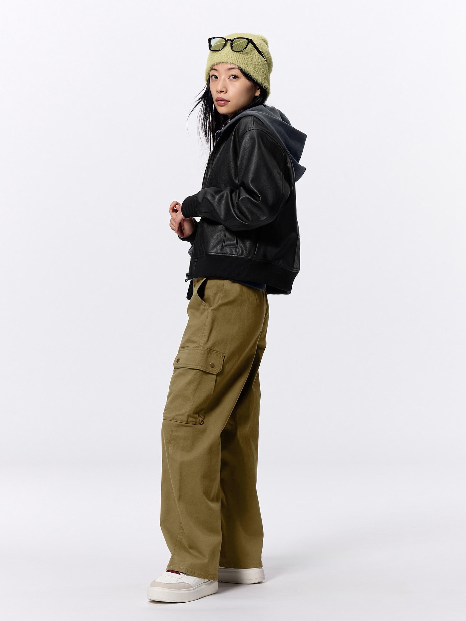 Khaki & Blue ドローストリング バレルカーゴジーンズ SIDEWAY STANCE カーゴパンツ 「SIDEWAY STANCE」ケミカル