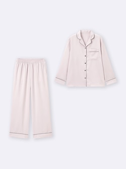 サテンパジャマ(長袖&ロングパンツ)