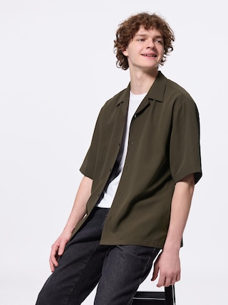 オープンカラーシャツ(5分袖) 【メンズ】 【シャツ・ポロシャツ】【GU公式/ジーユー】 【DARK BROWN】 オープンカラーシャツ(5分袖) 【メンズ】 【シャツ・ポロシャツ】【GU公式/ジーユー】 【DARK BROWN】