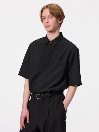 ドライフライフロントシャツ(5分袖) 【メンズ】 【シャツ・ポロシャツ】【GU公式/ジーユー】 【BLACK】 ドライフライフロントシャツ(5分袖) 【メンズ】 【シャツ・ポロシャツ】【GU公式/ジーユー】 【BLACK】