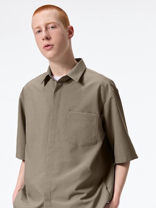 ドライフライフロントシャツ(5分袖) 【メンズ】 【シャツ・ポロシャツ】【GU公式/ジーユー】 【BROWN】 ドライフライフロントシャツ(5分袖) 【メンズ】 【シャツ・ポロシャツ】【GU公式/ジーユー】 【BROWN】