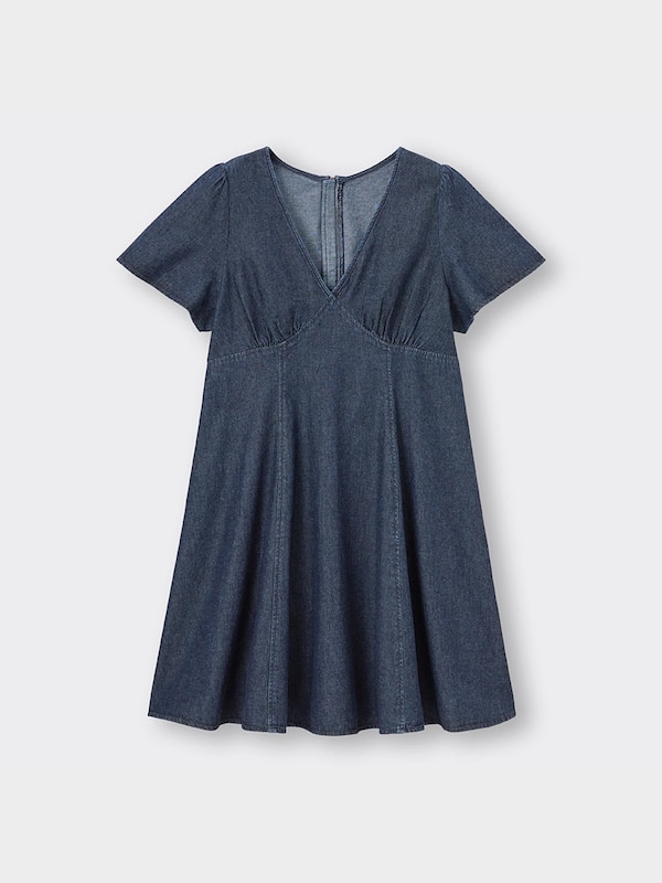ライトデニムVネックミニワンピース(半袖)OSB+OS(米国仕様)