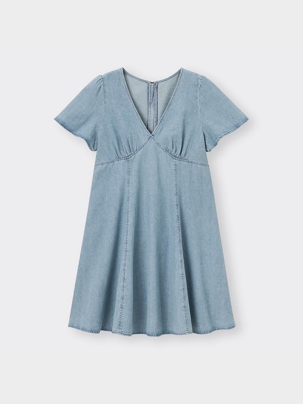ライトデニムVネックミニワンピース(半袖)OSB+OS(米国仕様)