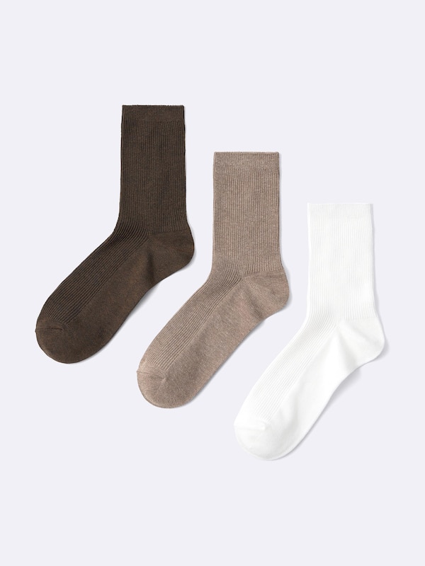 リブカラークルーソックス3P