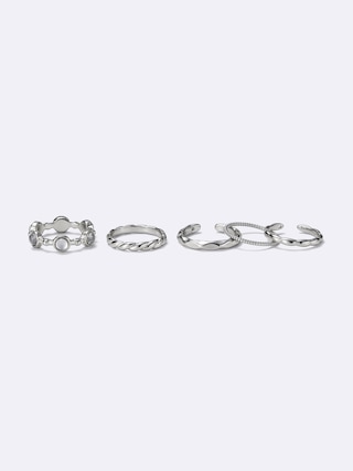 ストーンリング5P 【レディース】 【グッズ】【GU公式/ジーユー】 【SILVER】 ストーンリング5P 【レディース】 【グッズ】【GU公式/ジーユー】 【SILVER】