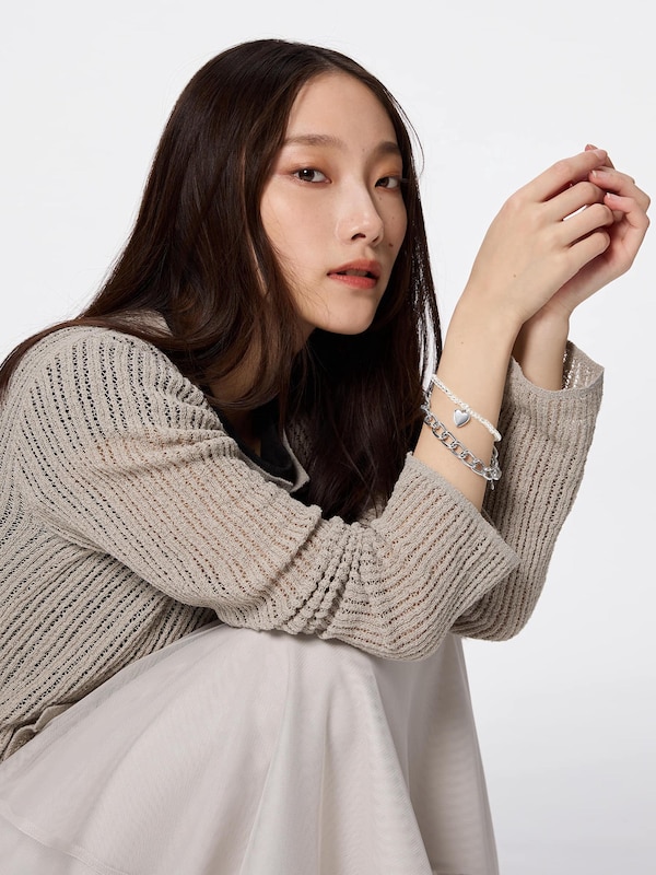 ハートモチーフビーズブレスレット