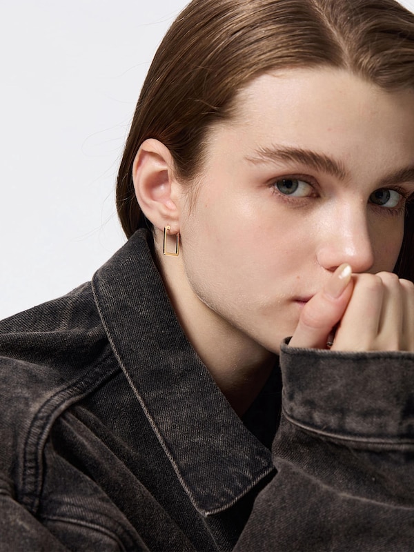 スクエアフープノンホールピアス2P